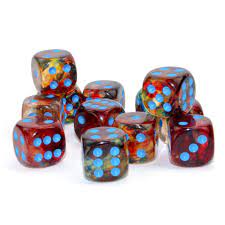 Chessex Dice: D6 Block 12mm - Nebula - Primary with Blue (CHX 27759) - Gamescape