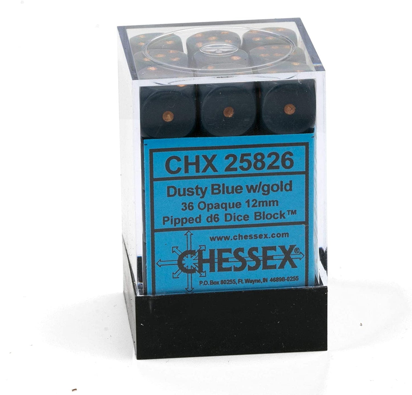 Chessex Dice: D6 Block 12mm - Opaque - Dusty Blue with Copper (CHX 25826) - Gamescape