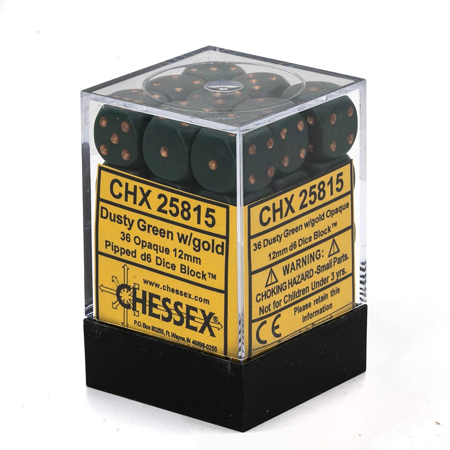 Chessex Dice: D6 Block 12mm - Opaque - Dusty Green with Copper (CHX 25815) - Gamescape