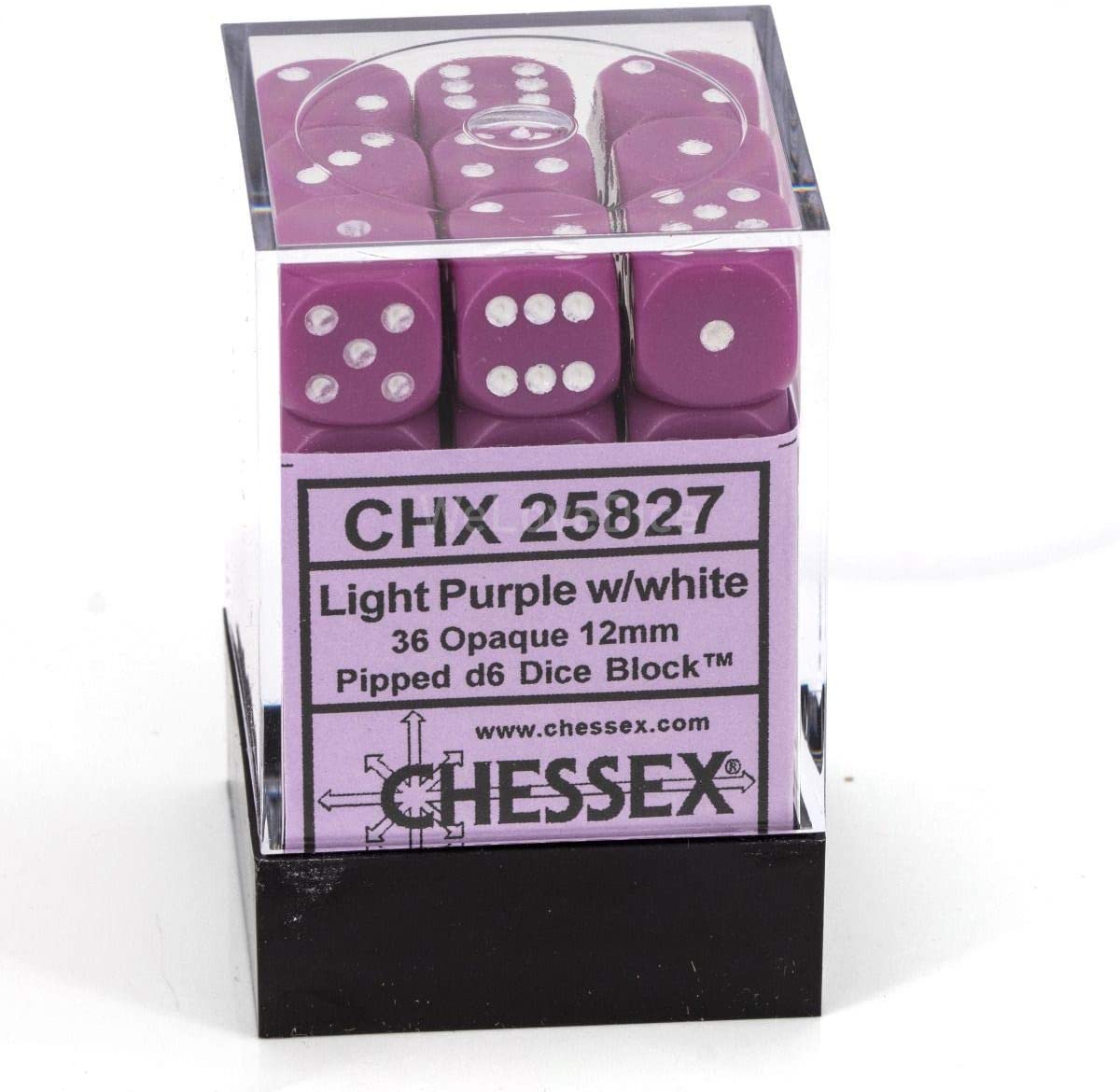Chessex Dice: D6 Block 12mm - Opaque - Light Purple with White (CHX 25827) - Gamescape