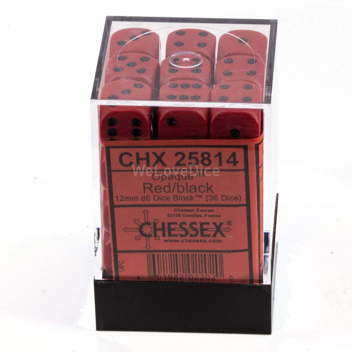 Chessex Dice: D6 Block 12mm - Opaque - Red with Black (CHX 25814) - Gamescape