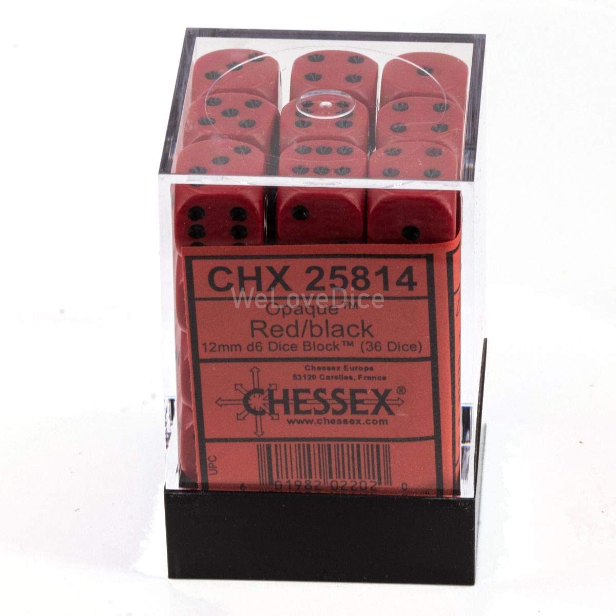 Chessex Dice: D6 Block 12mm - Opaque - Red with Black (CHX 25814) - Gamescape