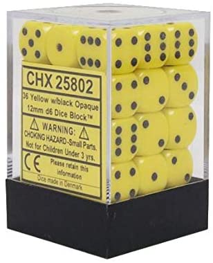 Chessex Dice: D6 Block 12mm - Opaque - Yellow with Black (CHX 25802) - Gamescape