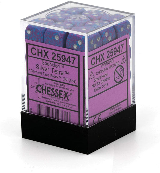 Chessex Dice: D6 Block 12mm - Speckled - Silver Tetra (CHX 25947) - Gamescape