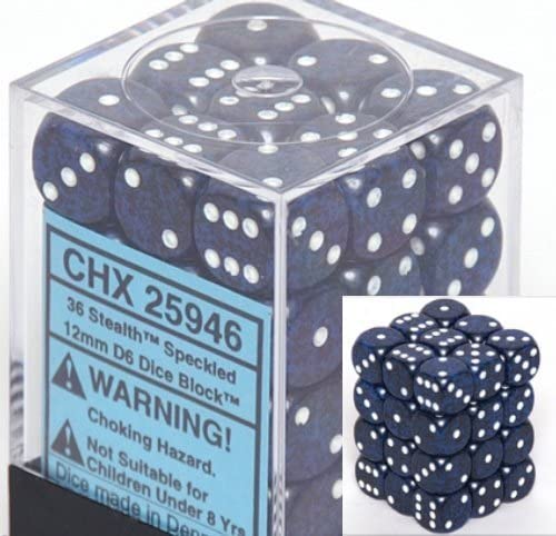 Chessex Dice: D6 Block 12mm - Stealth - Speckled (CHX 25946) - Gamescape