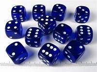 Chessex Dice: D6 Block 12mm - Translucent - Blue with White (CHX 23606) - Gamescape