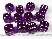 Chessex Dice: D6 Block 12mm - Translucent - Purple with White (CHX 23607) - Gamescape