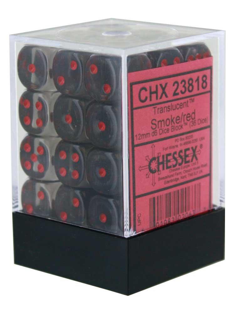 Chessex Dice: D6 Block 12mm - Translucent - Smoke with Red (CHX 23818) - Gamescape