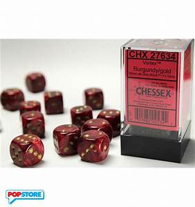 Chessex Dice: D6 Block 12mm - Vortex - Burgandy with Gold (CHX 27634) - Gamescape