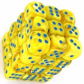 Chessex Dice: D6 Block 12mm - Vortex - Yellow with Blue (CHX 27832) - Gamescape