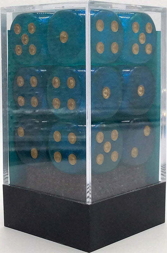 Chessex Dice: D6 Block 16mm - Borealis - Teal with Gold (CHX 27686) - Gamescape