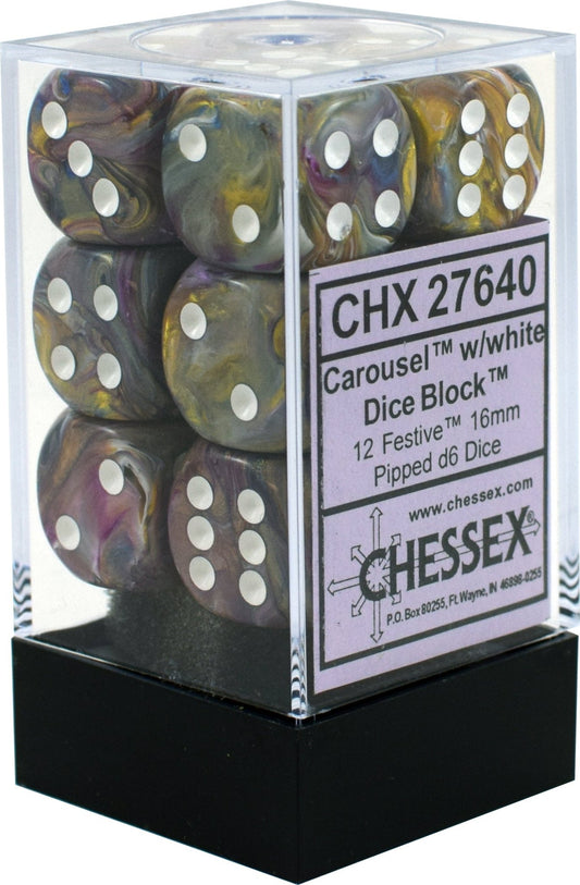 Chessex Dice: D6 Block 16mm - Festive - Carousel (CHX 27640) - Gamescape