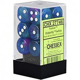 Chessex Dice: D6 Block 16mm - Festive - Waterlily with White (CHX 27746) - Gamescape
