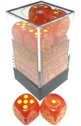 Chessex Dice: D6 Block 16mm - Ghostly Glow - Orange with Yellow (CHX 27723) - Gamescape