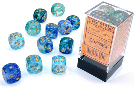 Chessex Dice: D6 Block 16mm - Nebula - Oceanic with Blue (CHX 27756) - Gamescape