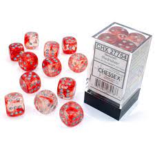 Chessex Dice: D6 Block 16mm - Nebula - Red with Silver (CHX 27754) - Gamescape