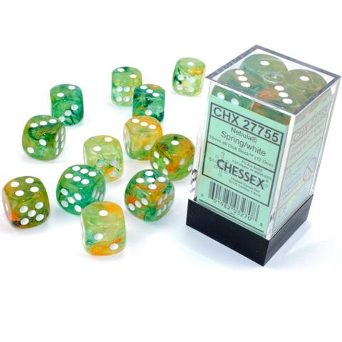 Chessex Dice: D6 Block 16mm - Nebula - Spring with White (CHX 27755) - Gamescape