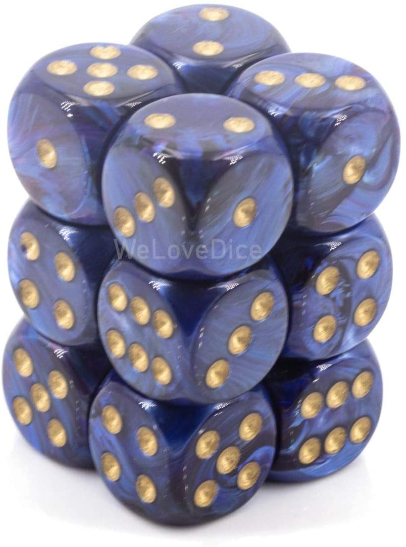 Chessex Dice: D6 Block 16mm - Scarab - Royal Blue with Gold (CHX 27627) - Gamescape