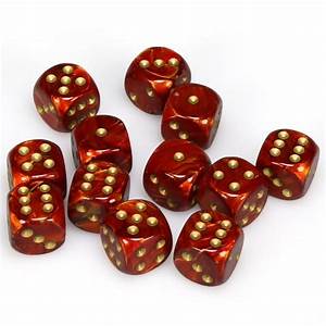 Chessex Dice: D6 Block 16mm - Scarab - Scarlet with Gold (CHX 27614) - Gamescape