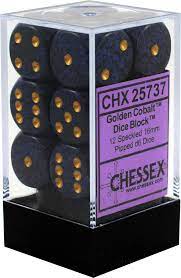 Chessex Dice: D6 Block 16mm - Speckled - Golden Cobalt (CHX 25737) - Gamescape