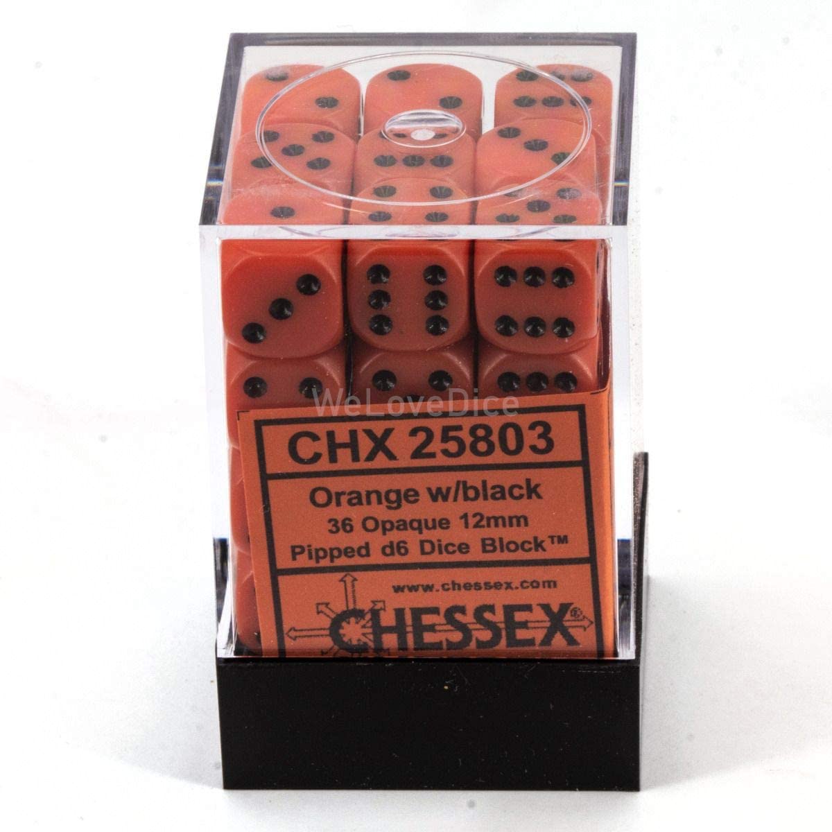 Chessex Dice: D6 Block - Opaque 12mm - Orange with Black (CHX 25803) - Gamescape