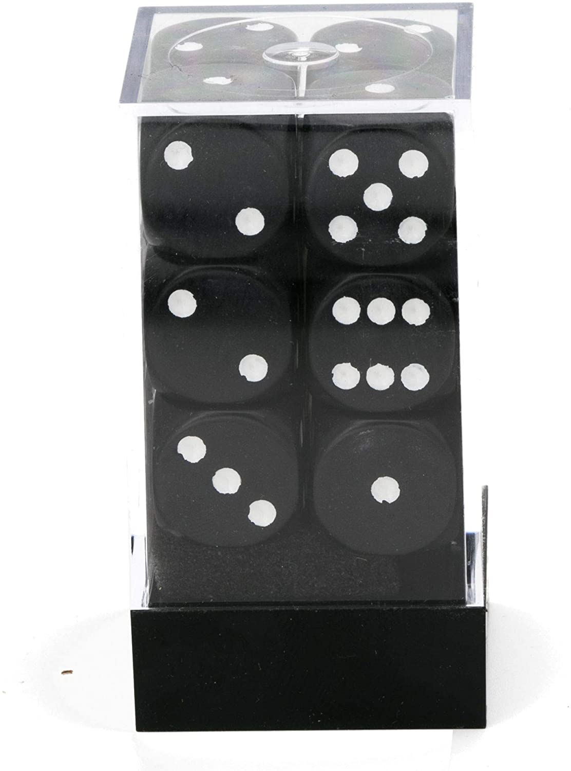 Chessex Dice: D6 Block - Opaque - Black with White (CHX 25608) - Gamescape