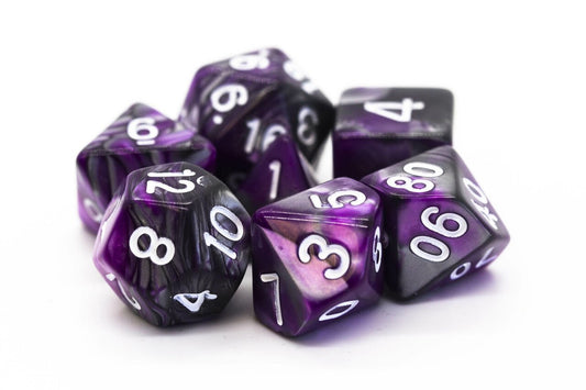 Old School: 7 Die Set - Vorpal - Silver & Purple - Gamescape