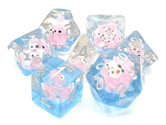 Old School Dice: 7 Die Set - Animal Kingdom - Pink Squirrel - Gamescape