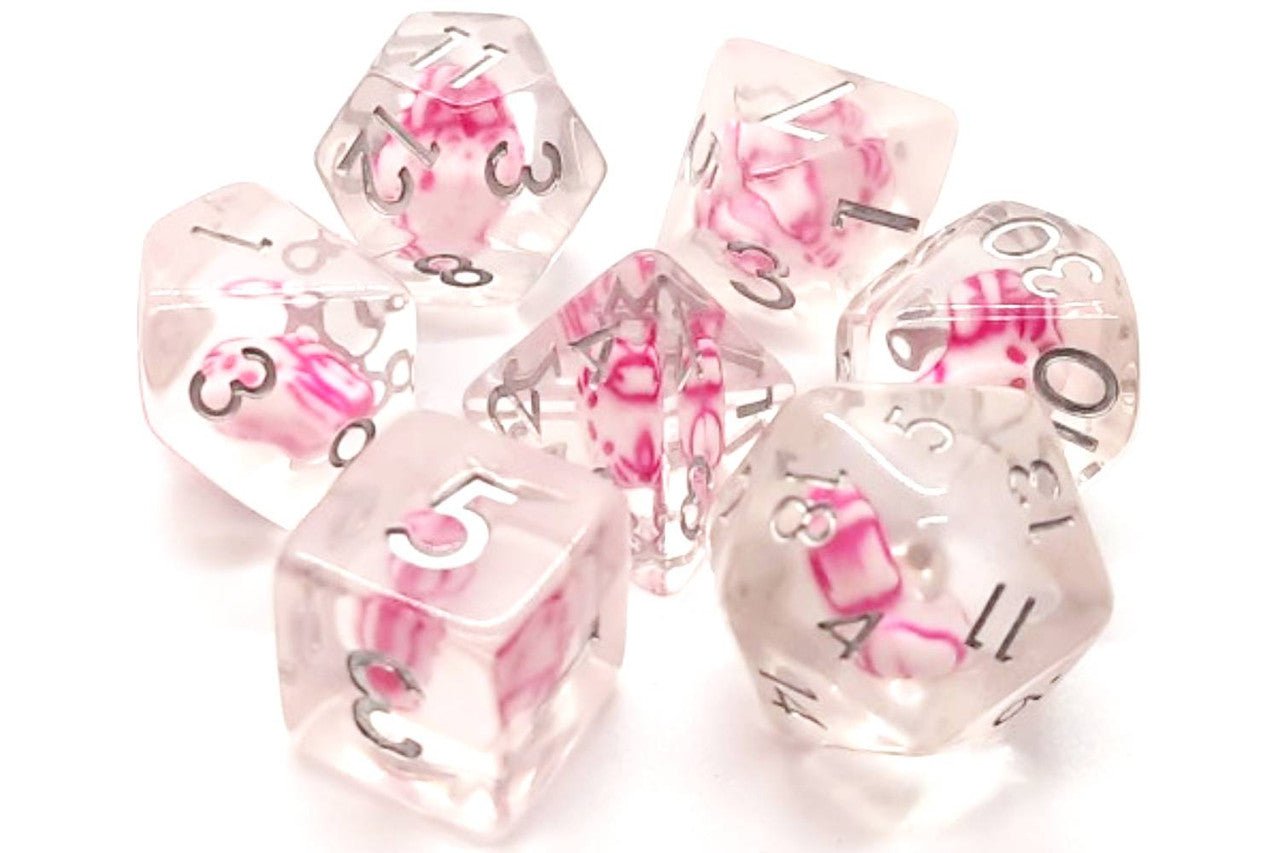 Old School Dice: 7 Die Set - Animal Kingdom - Purrfect Pink Cat - Gamescape