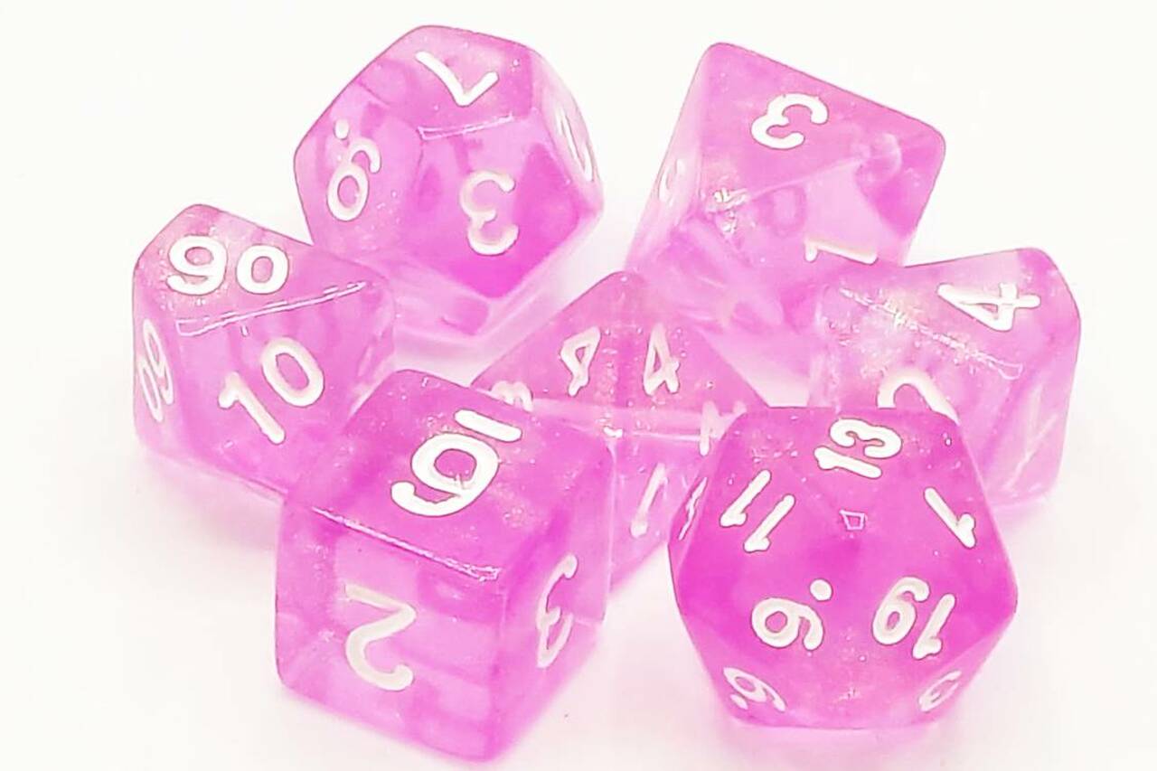 Old School Dice: 7 Die Set - Galaxy - Lilac Shimmer - Gamescape