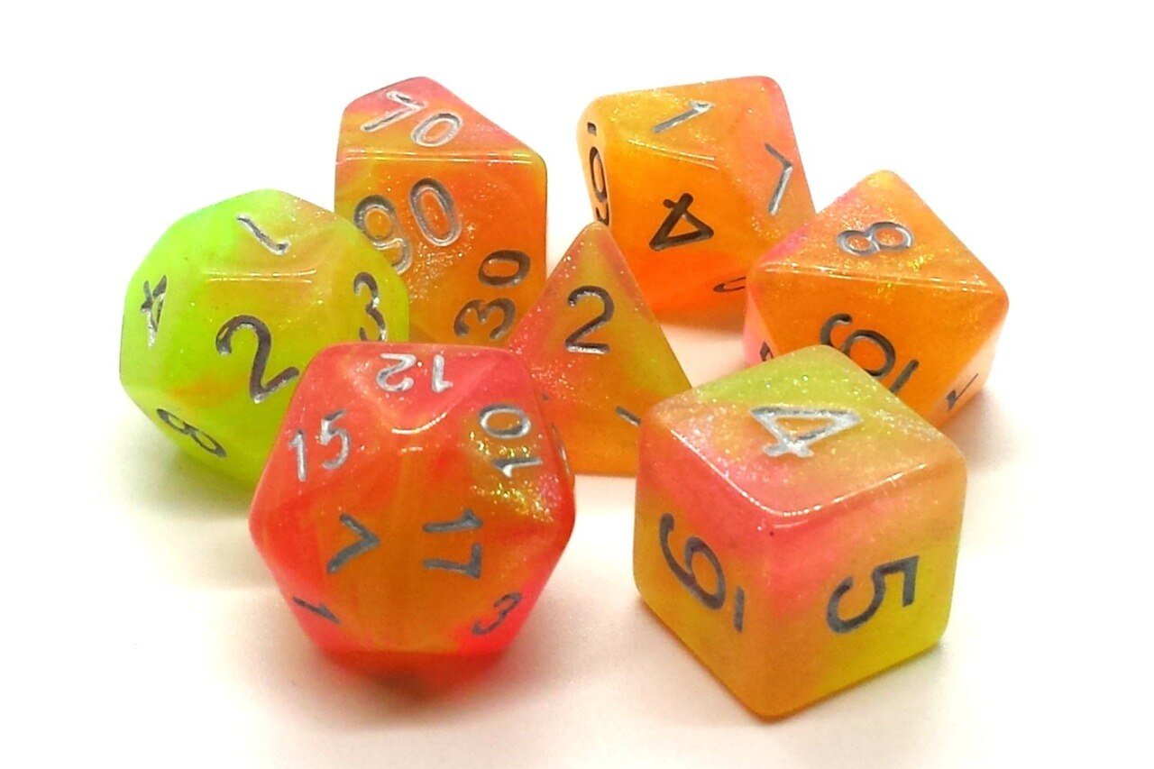 Old School Dice: 7 Die Set - Galaxy - Sunburst - Gamescape