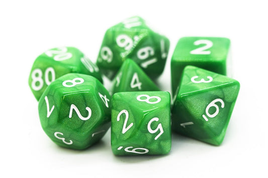 Old School: RPG Dice Set - Pearl Drop - Jade Green with White - Gamescape