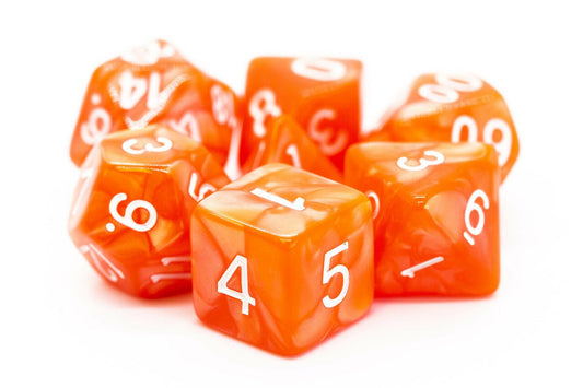 Old School: RPG Dice Set - Pearl Drop - Light Red with White - Gamescape