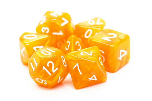 Old School: RPG Dice Set - Pearl Drop - Orange with White - Gamescape