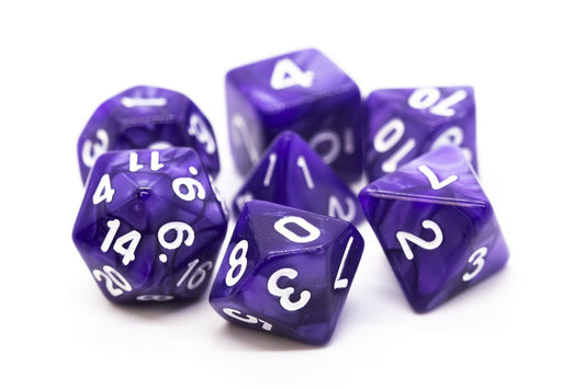 Old School: RPG Dice Set - Pearl Drop - Purple with White - Gamescape