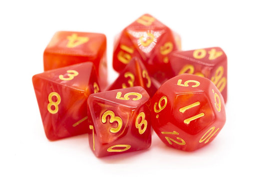 Old School: RPG Dice Set - Pearl Drop - Red with Gold - Gamescape