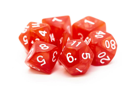Old School: RPG Dice Set - Pearl Drop - Red with White - Gamescape