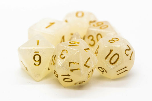Old School: RPG Dice Set - Pearl Drop - Shimmer White with Gold - Gamescape