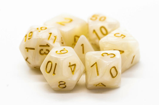 Old School: RPG Dice Set - Pearl Drop - White with Gold - Gamescape