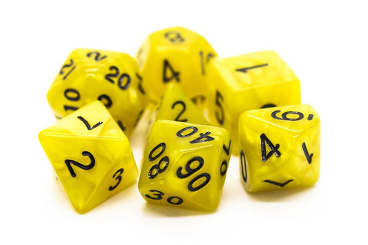 Old School: RPG Dice Set - Pearl Drop - Yellow with Black - Gamescape
