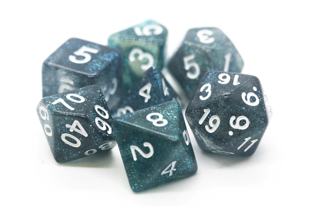 Old School: RPG Dice Set - Sparkle Translucent - Midnight Blue with White - Gamescape