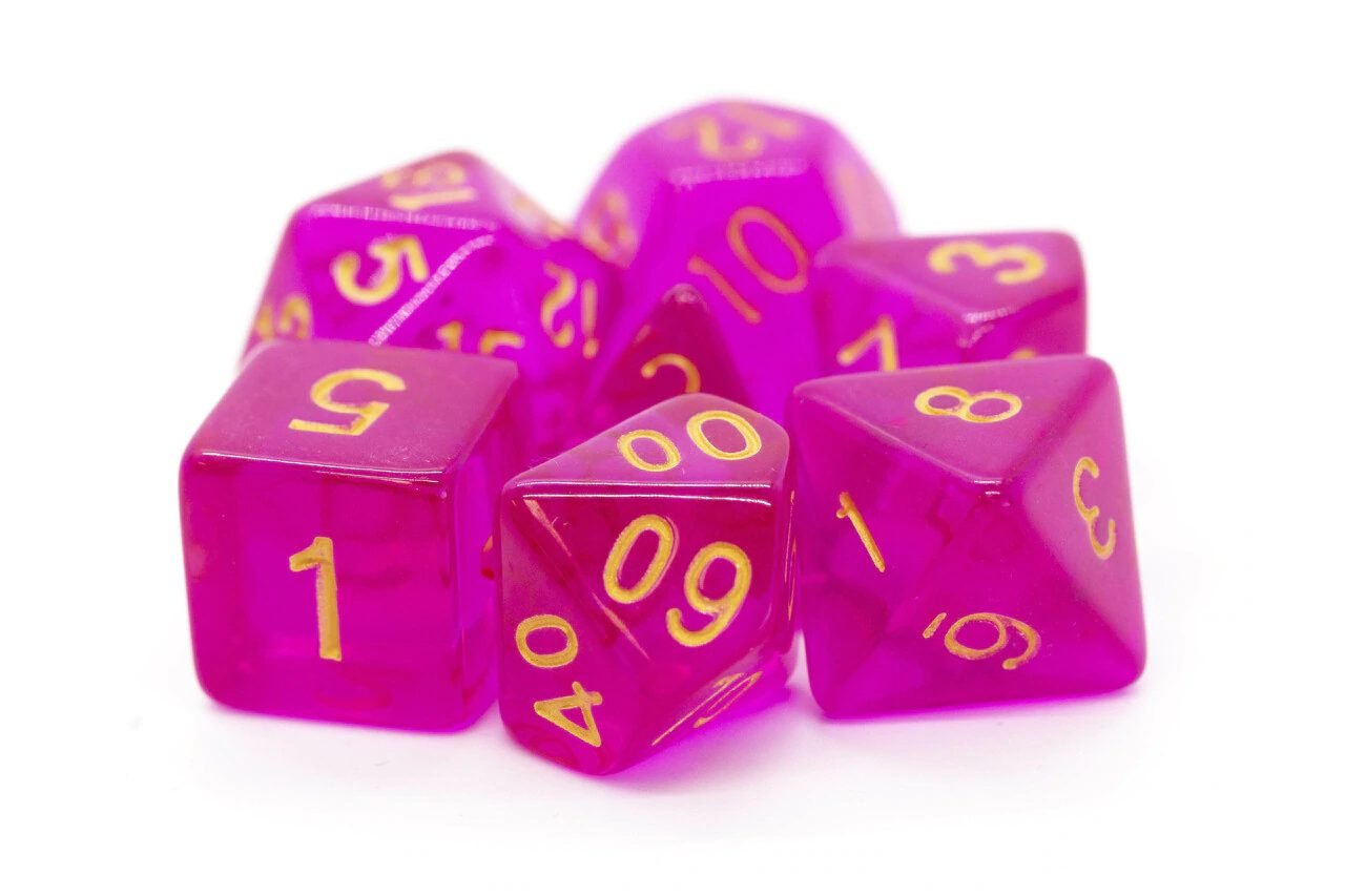 Old School: RPG Dice Set - Translucent - Magenta with Gold - Gamescape