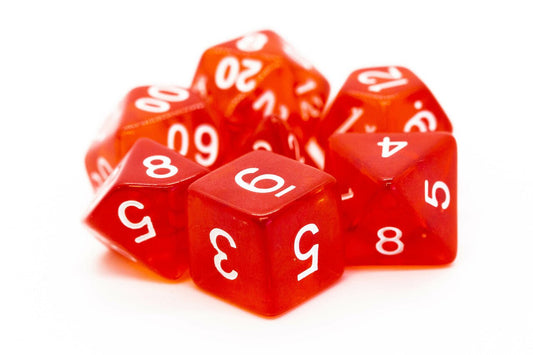 Old School: RPG Dice Set - Translucent - Red with White - Gamescape