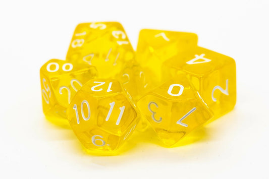 Old School: RPG Dice Set - Translucent - Yellow with White - Gamescape