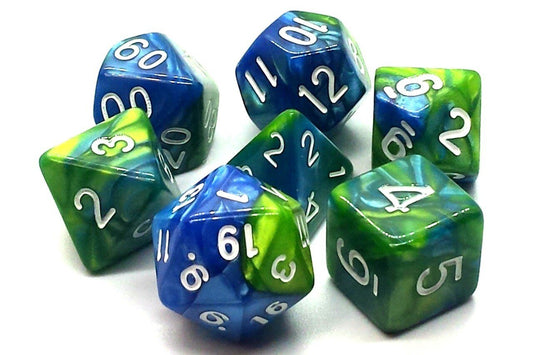 Old School: RPG Dice Set - Vorpal - Light Blue & Green with White - Gamescape