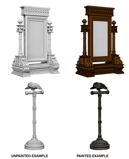 WizKids Deep Cuts Unpainted Miniatures: Mirror And Bird On Stand (Wave 5) - Gamescape